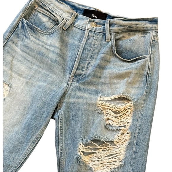 3x1 Cotton Distressed Straight Jeans in Marco - Picture 2 of 11